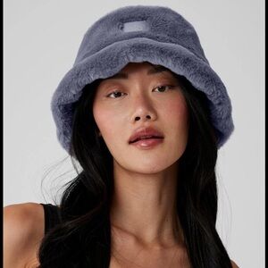 ALO Yoga Kids Plush Bucket Hat - Lavender Gray Faux Fur
